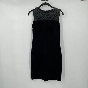 Ann Taylor Factory Dress 0P Womens Black Faux Leather Sheath Business Casual